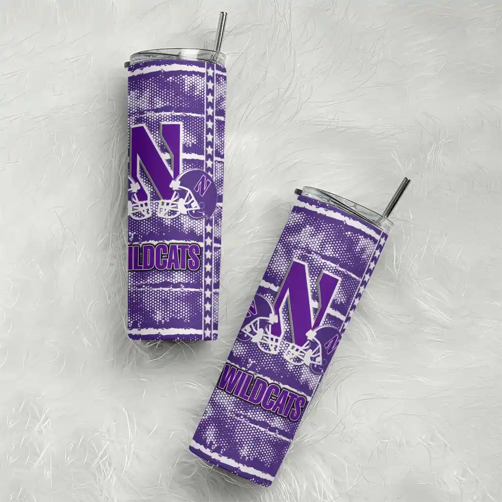 personalized-northwestern-wildcats-chevron-patch-purple-skinny-tumbler-top-rated.webp