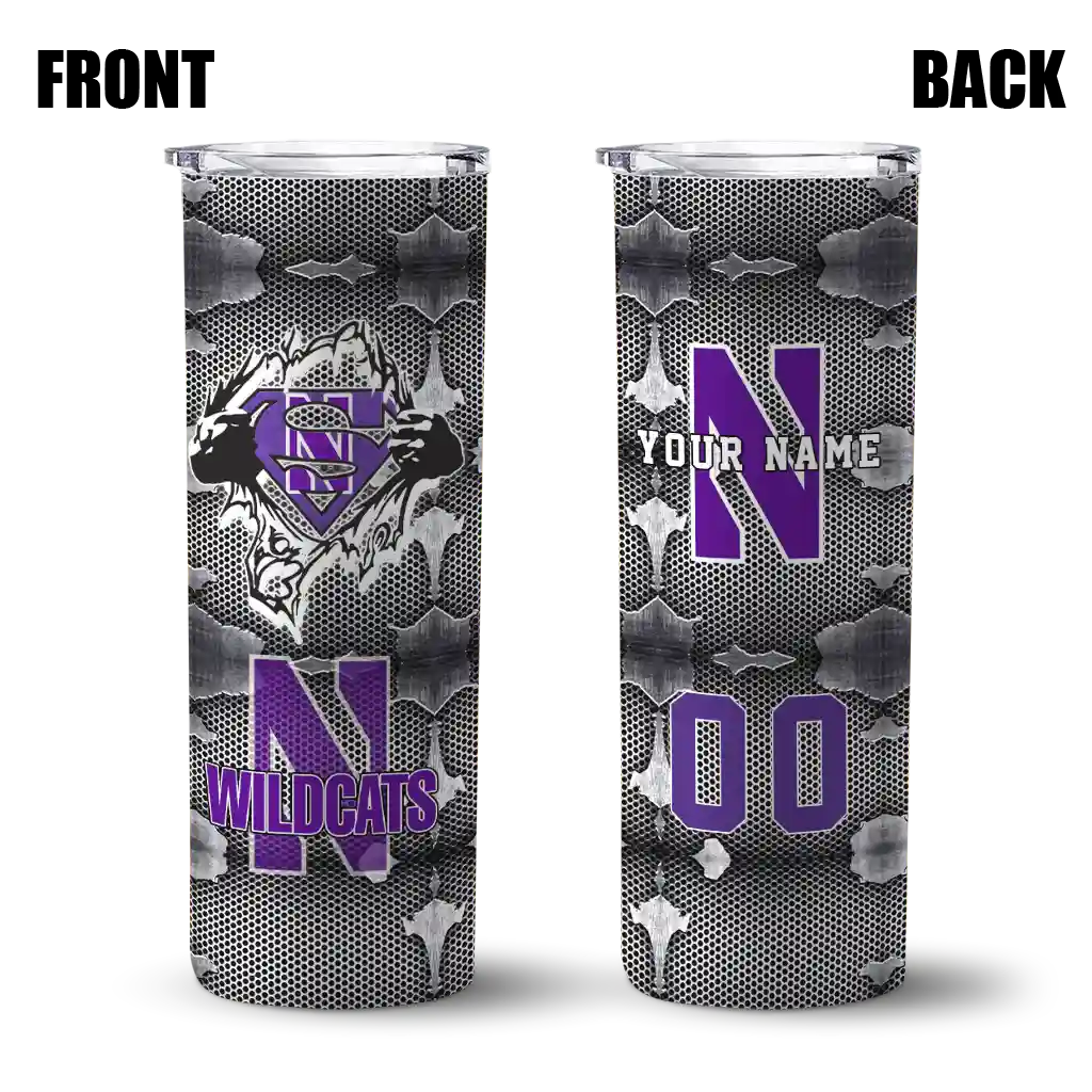 personalized-northwestern-wildcats-chevron-v-purple-gray-skinny-tumbler-fashion-forward-1.webp