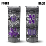 personalized-northwestern-wildcats-chevron-v-purple-gray-skinny-tumbler-best-selling.webp