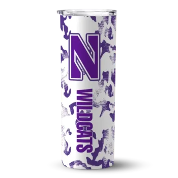 Personalized Northwestern Wildcats Claw Marks Purple White Skinny Tumbler