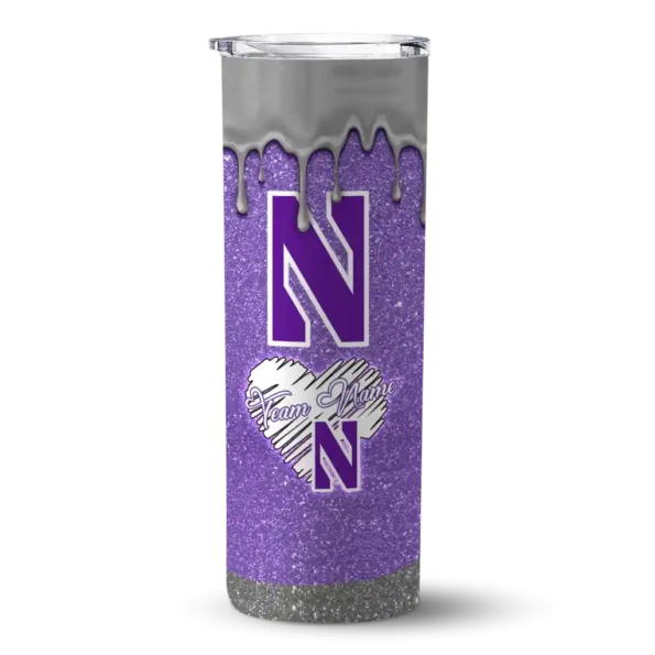 personalized northwestern wildcats pixel fade purple skinny tumbler best selling
