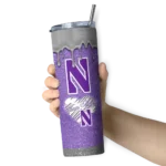 personalized-northwestern-wildcats-pixel-fade-purple-skinny-tumbler-best-selling.webp