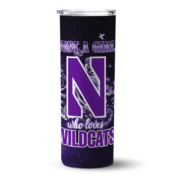 personalized northwestern wildcats rose romance purple black skinny tumbler best selling