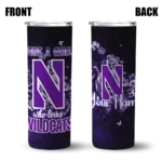 personalized-northwestern-wildcats-rose-romance-purple-black-skinny-tumbler-best-selling.webp