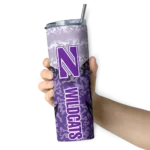 personalized-northwestern-wildcats-spiral-burst-print-purple-skinny-tumbler-best-selling-1.webp