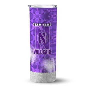 Personalized Northwestern Wildcats Starburst Tiles Purple Skinny Tumbler