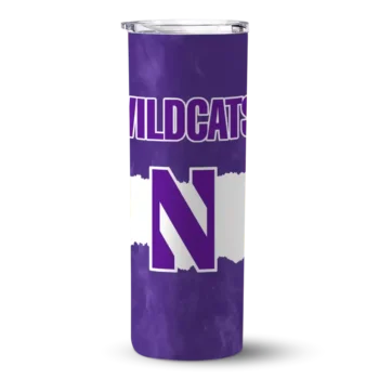 Personalized Northwestern Wildcats Torn Band Purple White Skinny Tumbler