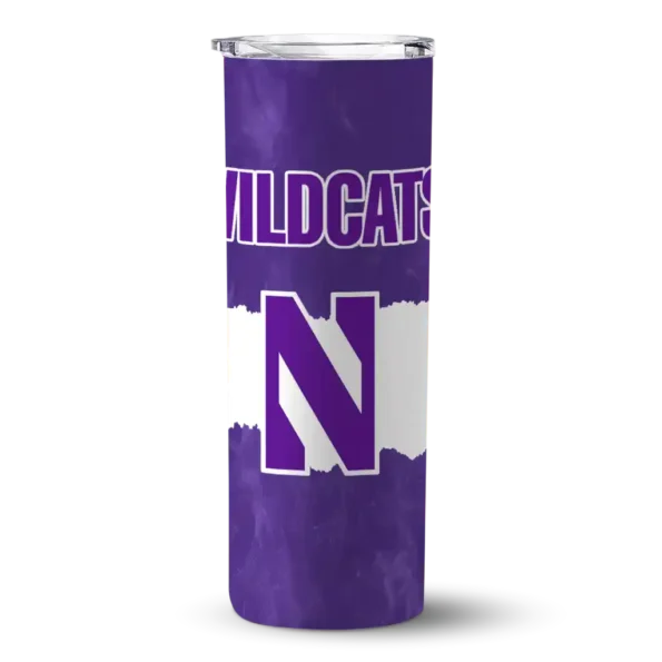 personalized northwestern wildcats torn band purple white skinny tumbler best selling