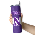 personalized-northwestern-wildcats-torn-band-purple-white-skinny-tumbler-best-selling.webp