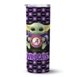 personalized-northwestern-wildcats-yoda-cozy-purple-black-skinny-tumbler-best-selling.webp