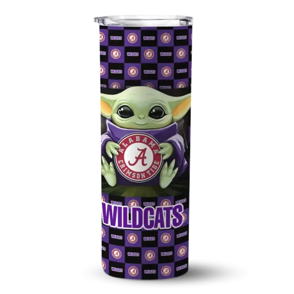 personalized northwestern wildcats yoda cozy purple black skinny tumbler best selling
