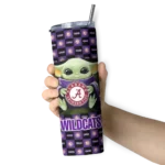 personalized-northwestern-wildcats-yoda-cozy-purple-black-skinny-tumbler-best-selling.webp