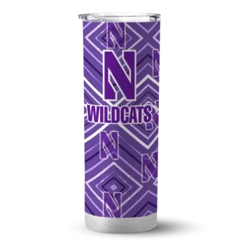 Personalized Northwestern Wildcats Zipper Leopard Purple Skinny Tumbler