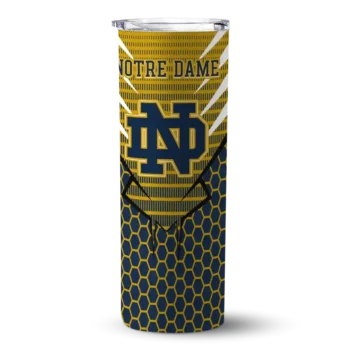 Personalized Notre Dame Fighting Irish Chevron Stripes Navy Skinny Tumbler