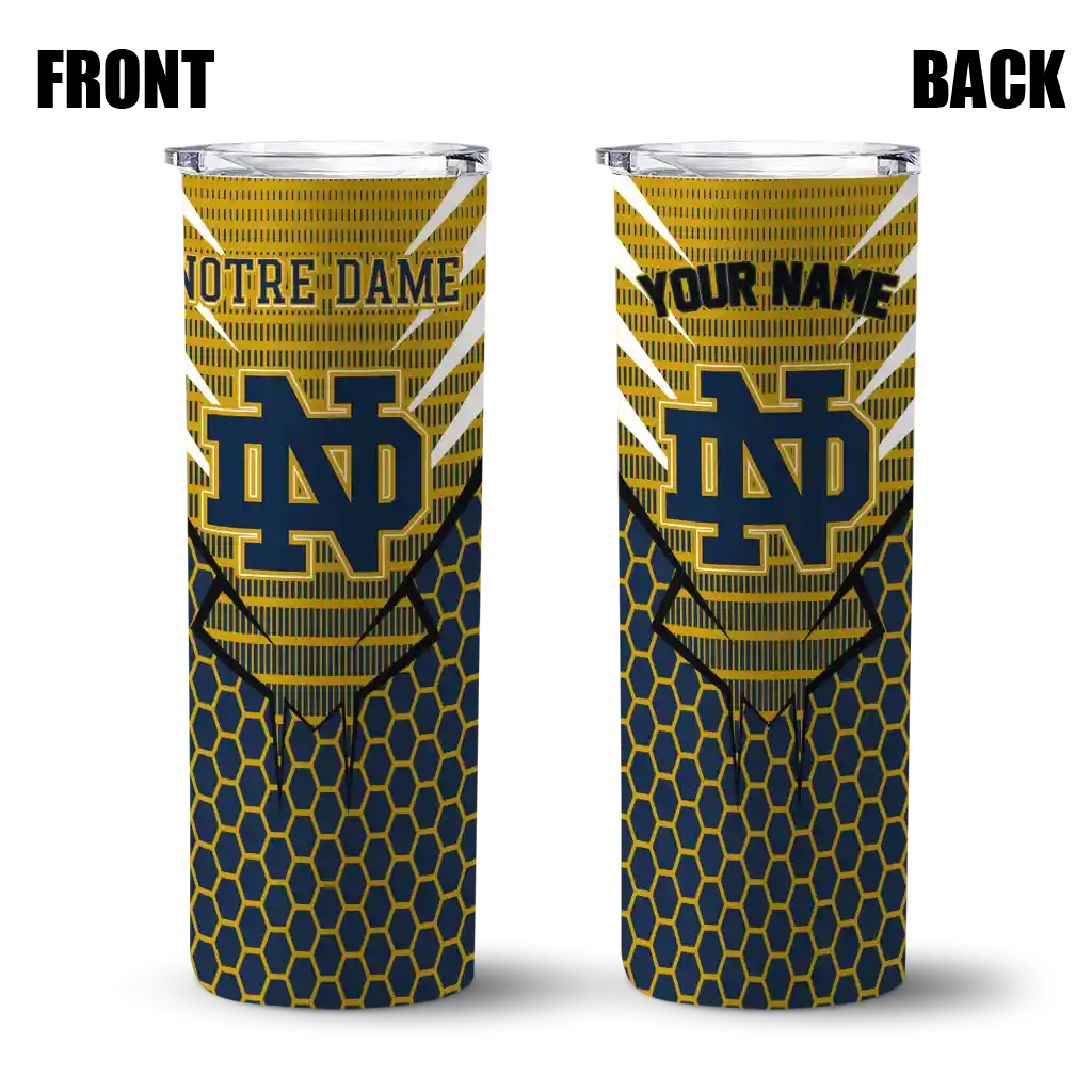 personalized-notre-dame-fighting-irish-chevron-stripes-navy-skinny-tumbler-fashion-forward.webp