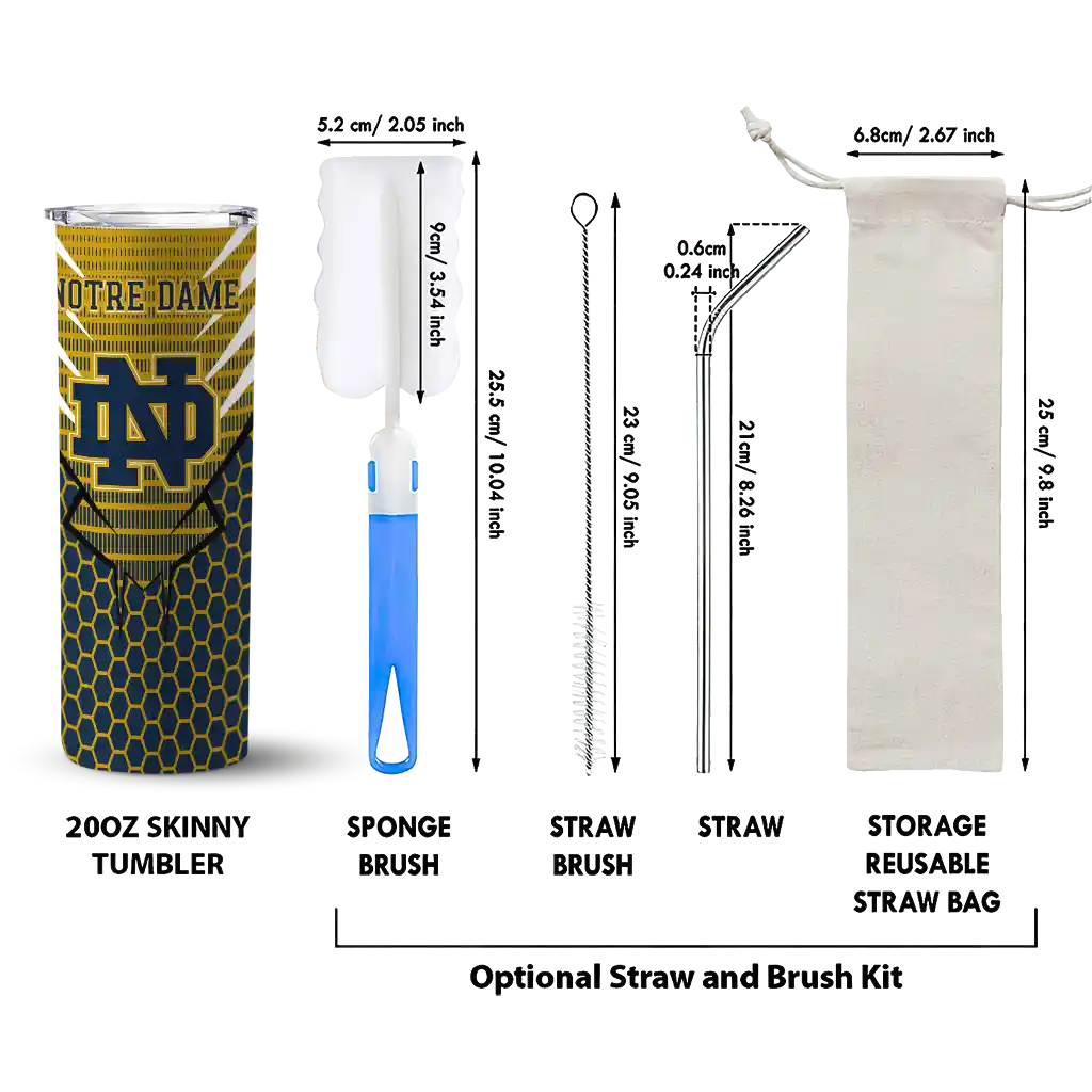 personalized-notre-dame-fighting-irish-chevron-stripes-navy-skinny-tumbler-new-arrival.webp