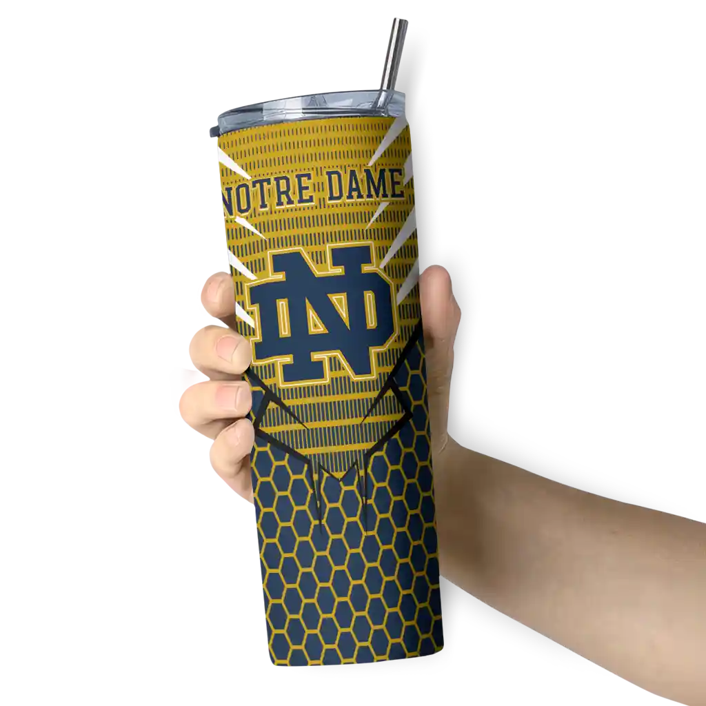 personalized-notre-dame-fighting-irish-chevron-stripes-navy-skinny-tumbler-premium-grade-1.webp