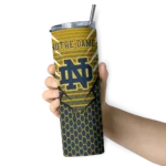personalized-notre-dame-fighting-irish-chevron-stripes-navy-skinny-tumbler-best-selling.webp