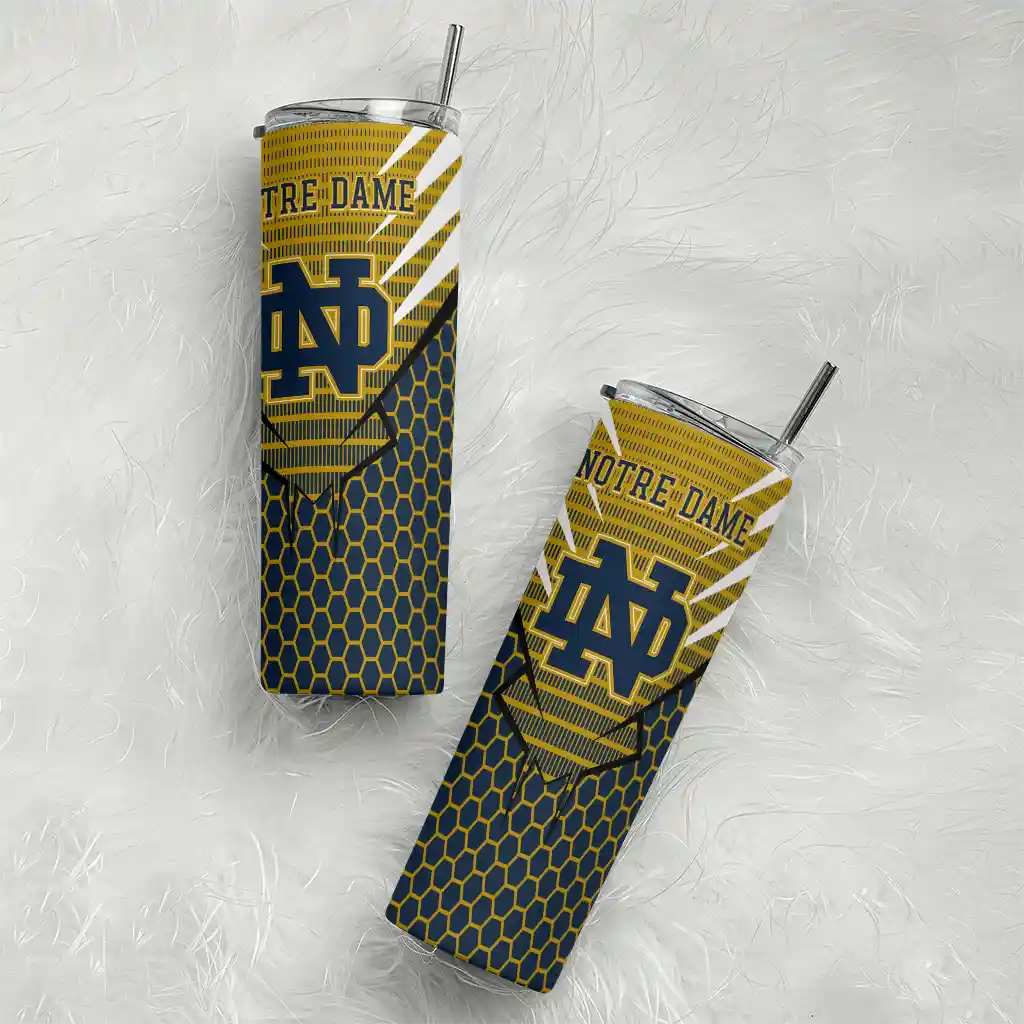personalized-notre-dame-fighting-irish-chevron-stripes-navy-skinny-tumbler-top-rated-1.webp
