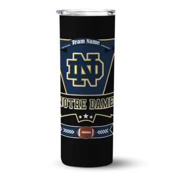 Personalized Notre Dame Fighting Irish Helmet Belt Navy Black Skinny Tumbler