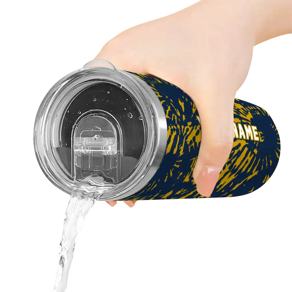personalized-notre-dame-fighting-irish-metallic-grid-navy-skinny-tumbler-latest-model-1.webp