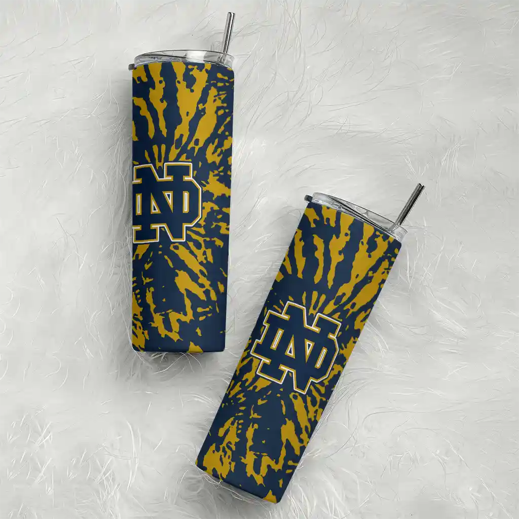 personalized-notre-dame-fighting-irish-metallic-grid-navy-skinny-tumbler-top-rated-1.webp