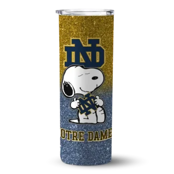 Personalized Notre Dame Fighting Irish Snoopy Attitude Navy Skinny Tumbler
