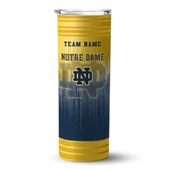 Personalized Notre Dame Fighting Irish Swirl Texture Navy Skinny Tumbler