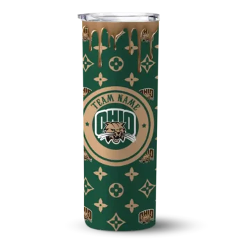 Personalized Ohio Bobcats Camo Streak Green Skinny Tumbler
