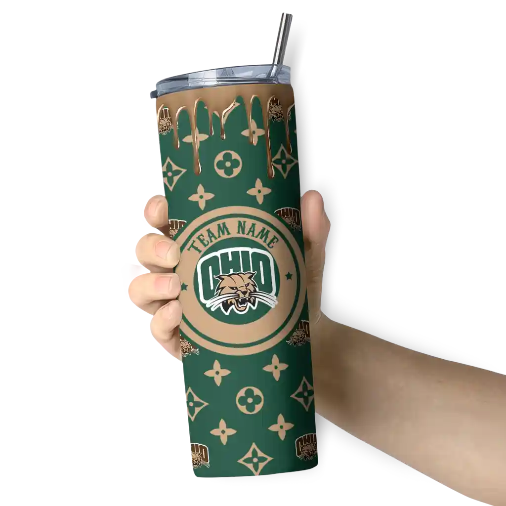 personalized-ohio-bobcats-camo-streak-green-skinny-tumbler-premium-grade.webp