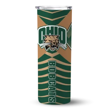 Personalized Ohio Bobcats Camo Texture Green Skinny Tumbler