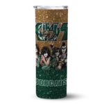 personalized-ohio-bobcats-kiss-band-tan-skinny-tumbler-best-selling.webp