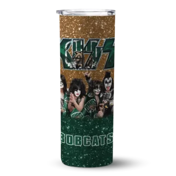 Personalized Ohio Bobcats Kiss Band Tan Skinny Tumbler