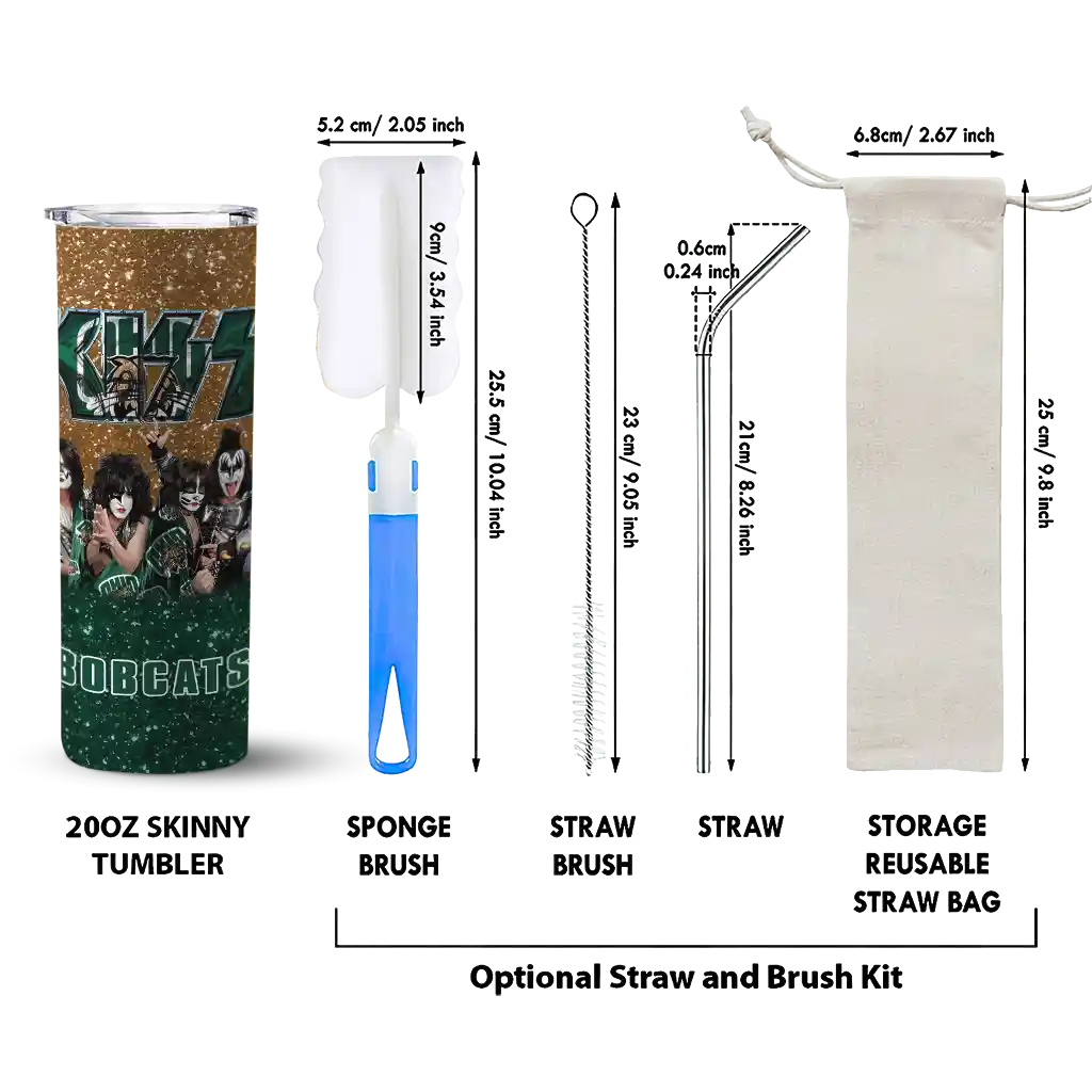 personalized-ohio-bobcats-kiss-band-tan-skinny-tumbler-new-arrival.webp