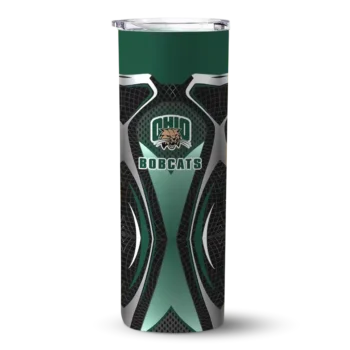 Personalized Ohio Bobcats Superman Emblem Green Black Skinny Tumbler