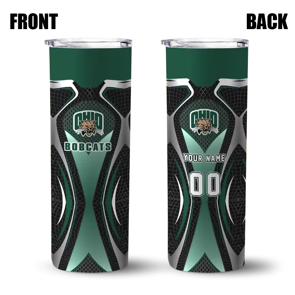 personalized-ohio-bobcats-superman-emblem-green-black-skinny-tumbler-fashion-forward.webp