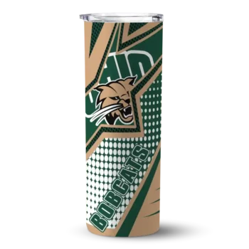 Personalized Ohio Bobcats Web Stripes Green White Skinny Tumbler