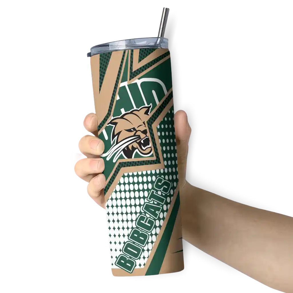 personalized-ohio-bobcats-web-stripes-green-white-skinny-tumbler-premium-grade.webp