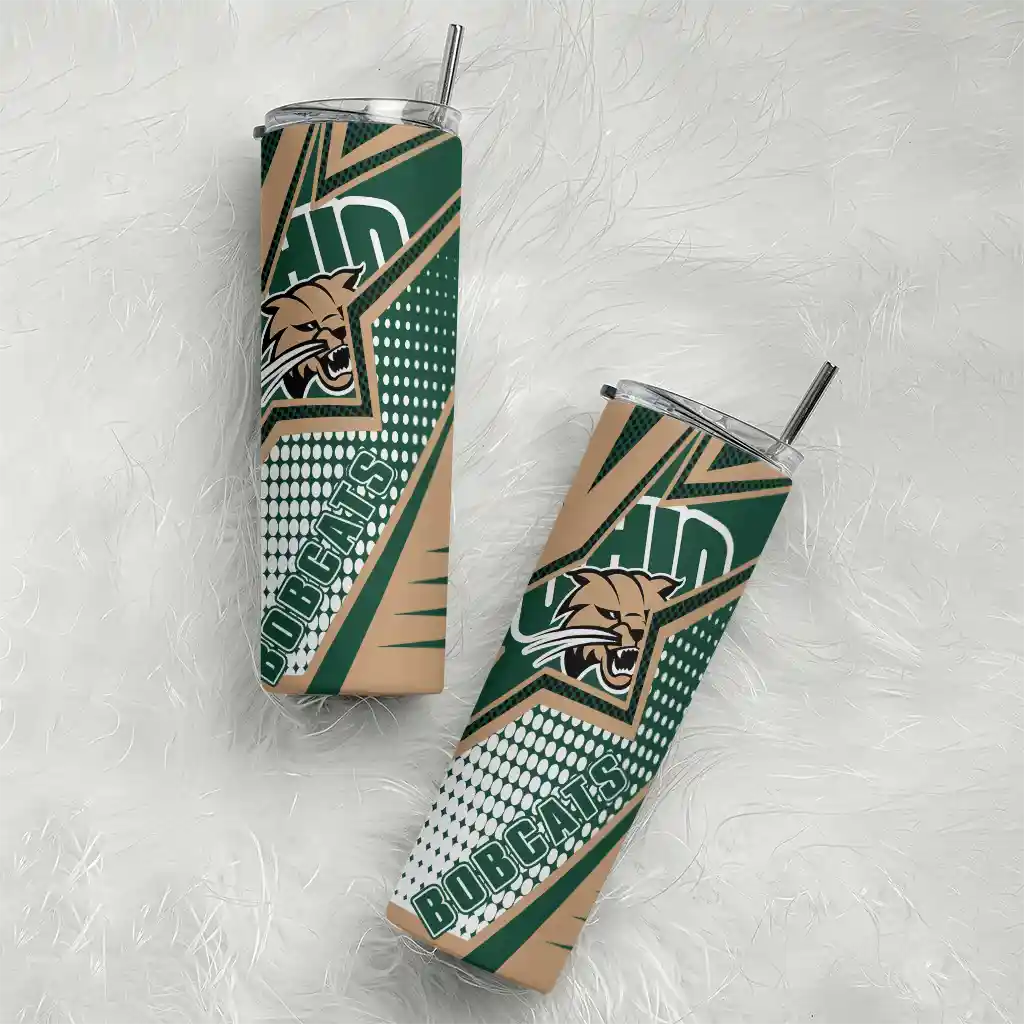 personalized-ohio-bobcats-web-stripes-green-white-skinny-tumbler-top-rated.webp
