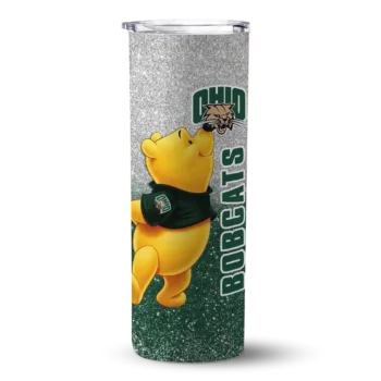 Personalized Ohio Bobcats Winnie the Pooh Green Gray Skinny Tumbler