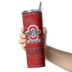 personalized-ohio-state-buckeyes-chevron-patch-scarlet-skinny-tumbler-best-selling.webp