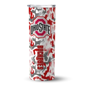 Personalized Ohio State Buckeyes Claw Marks Scarlet White Skinny Tumbler