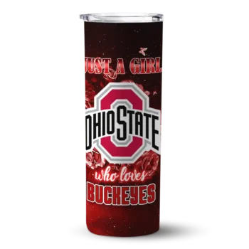 Personalized Ohio State Buckeyes Rose Romance Scarlet Black Skinny Tumbler