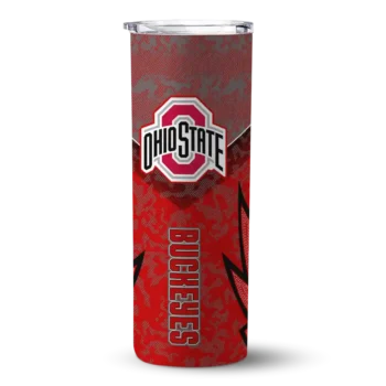 Personalized Ohio State Buckeyes Spiral Burst Print Scarlet Skinny Tumbler