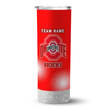 Personalized Ohio State Buckeyes Starburst Tiles Scarlet Skinny Tumbler