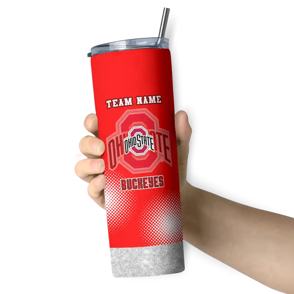 personalized-ohio-state-buckeyes-starburst-tiles-scarlet-skinny-tumbler-premium-grade.webp