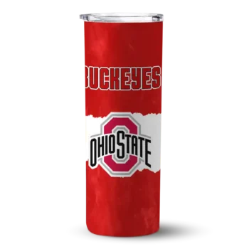 Personalized Ohio State Buckeyes Torn Band Scarlet White Skinny Tumbler