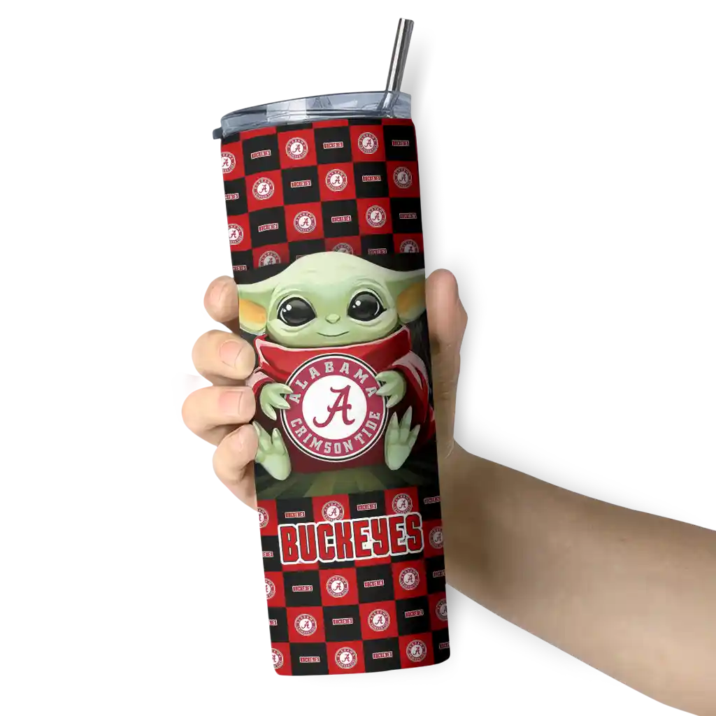 personalized-ohio-state-buckeyes-yoda-cozy-scarlet-black-skinny-tumbler-premium-grade.webp