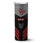 personalized-oklahoma-sooners-hexagon-honeycomb-crimson-black-skinny-tumbler-best-selling.webp