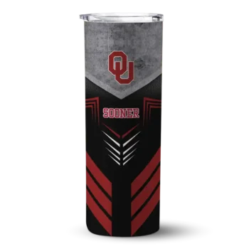 Personalized Oklahoma Sooners Hexagon Honeycomb Crimson Black Skinny Tumbler